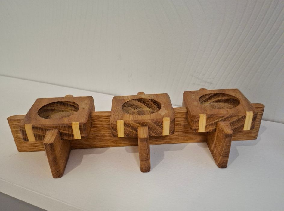 Дубовий підсвічник • ручна робота  • 3 свічки в наборі