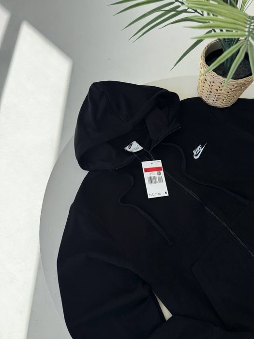 Зіпка Nike Club / кофта на замку найк чорна/ худі nike на замку
