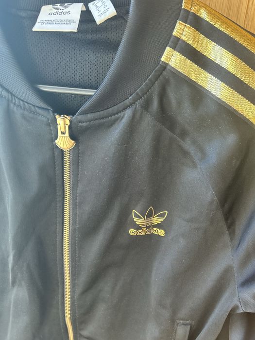 Adidas bluza rozpinana bomberka M czarno złota