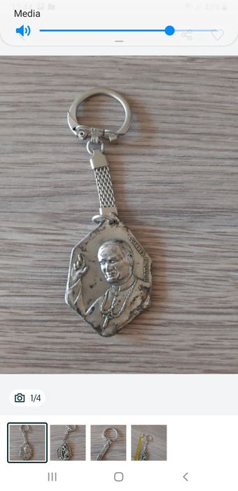 Zawieszka prl stara metal Jan Paweł II droga krzyżowa Kościół vintage