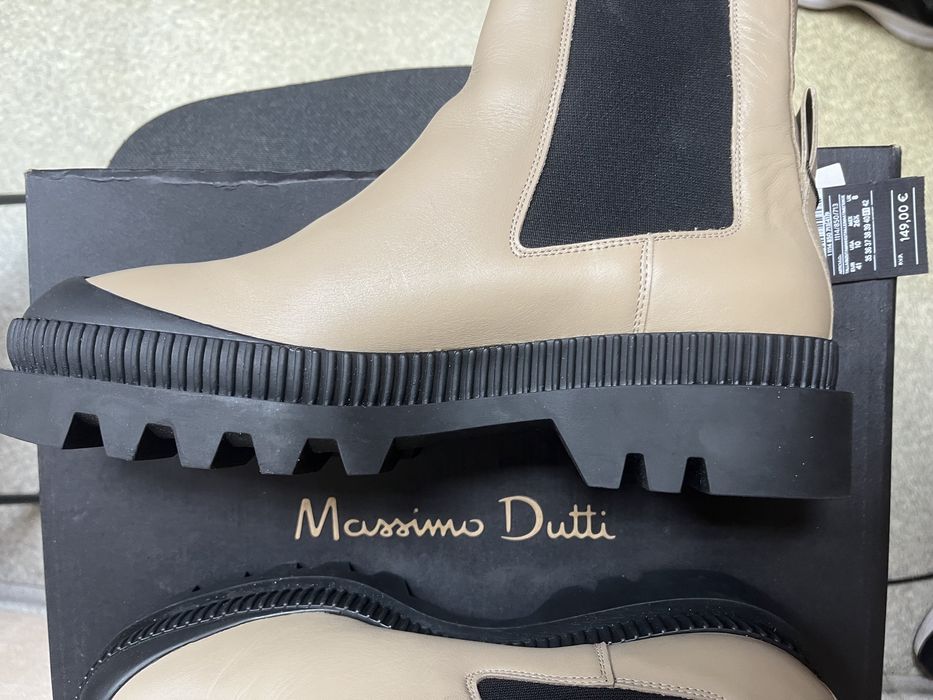 Шкіряні ботинки бежеві Massimo dutti