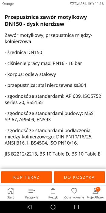 Przepustnica,Między kołnierzowa DN150 Nowa
