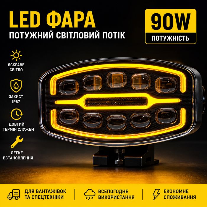 Фара дальнього світла додаткова фара Jumbo Full led 9 дюймов люстра фара прожектор на крышу бампер