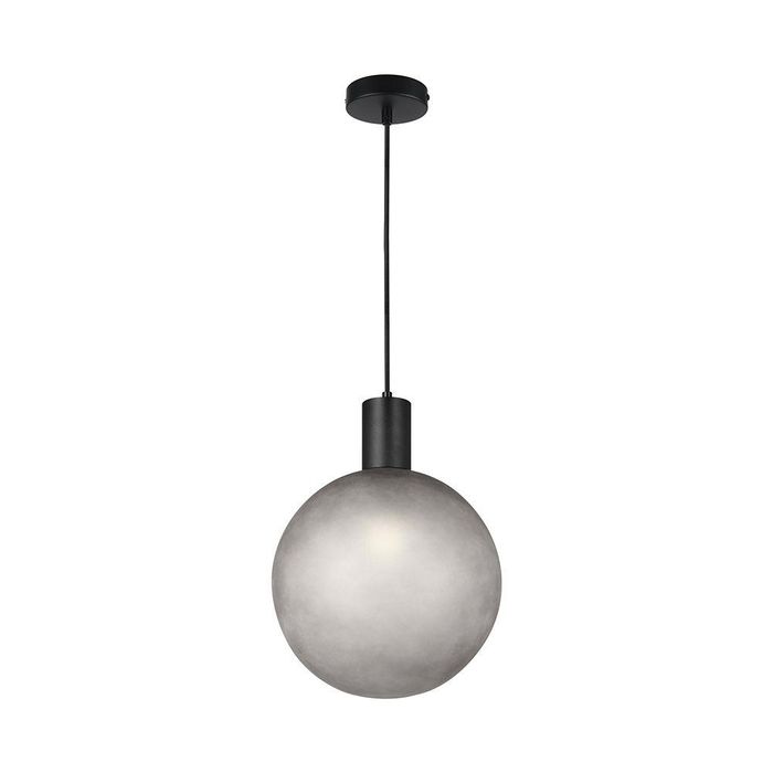 Oprawa Zwieszana E27 300x400mm Czarna Kula Z Dymionego Szkła Do Salonu Nowoczesna V-tac