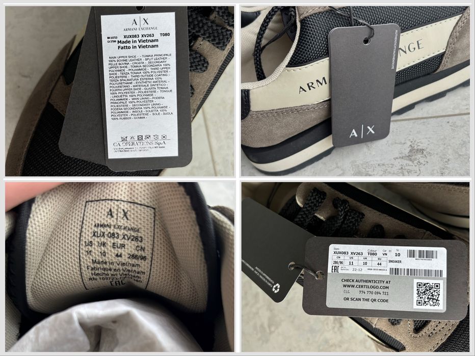Чоловічі кросівки Armani Exchange, 44 армані фірмові оригінал коричневі