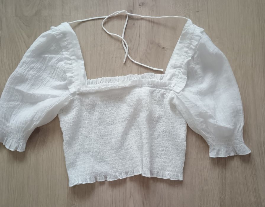 Biała bluzka top hiszpanka H&M rozm. M