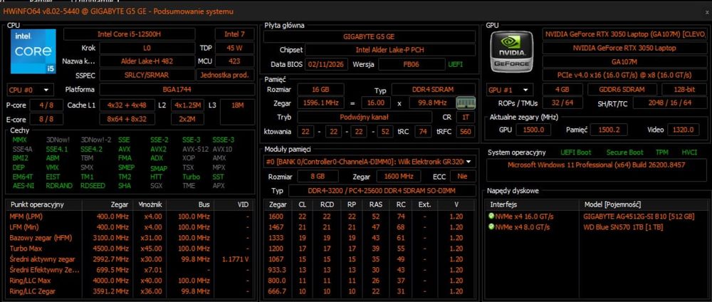 Laptop gamingowy Gigabyte G5 GE