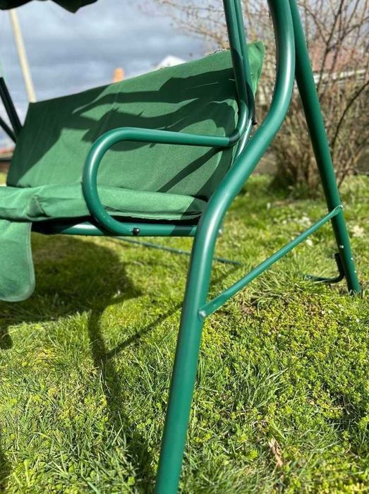 Гойдалка садова нова, гарантія якості, до 300 кг, трьохмісна в сад