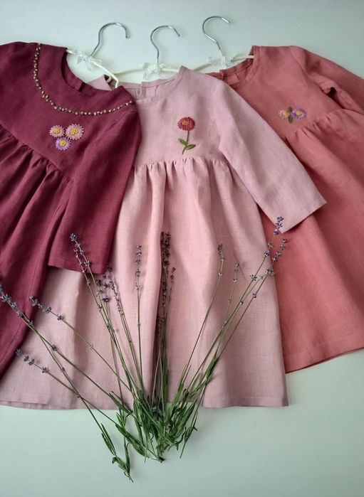 Сукня+хустинка із 100% якісного льону для дівчинки 3-4 років.