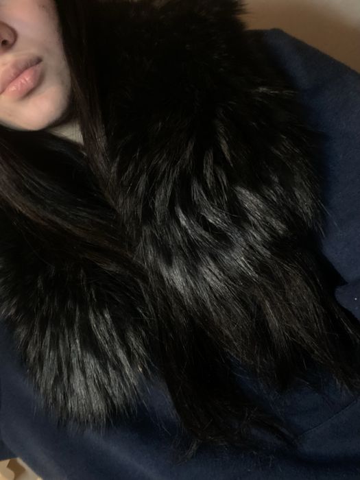 Воротник из натурального меха (песец/чернобурка), черный»