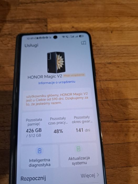 Smartphone Honor Magic V2 na gwarancji