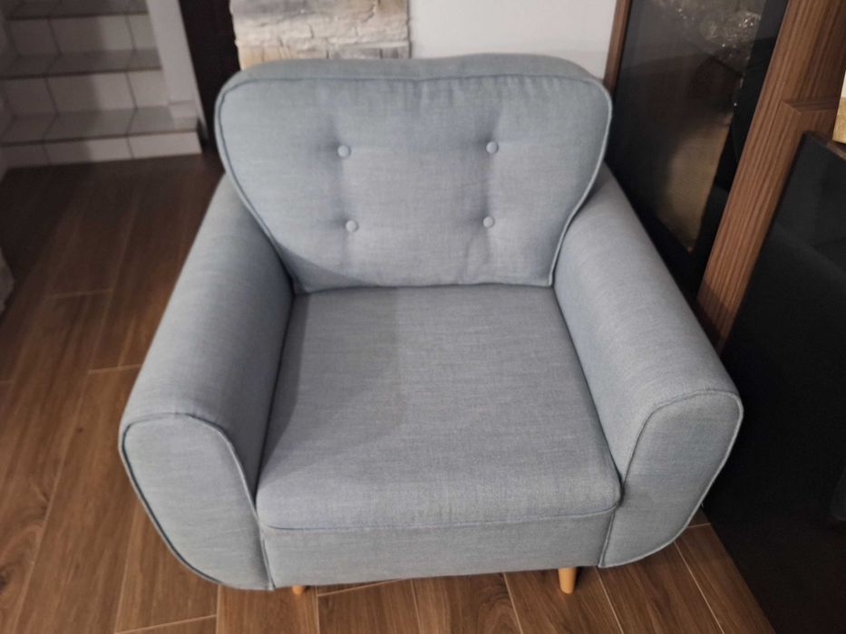 Fotel INGRID Black Red White niebieski jasnoniebieski 100 x 89 x 87