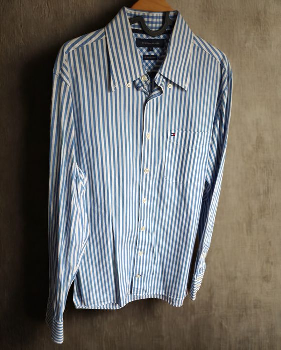 Tommy Hilfiger męska koszula w paski błękitna M