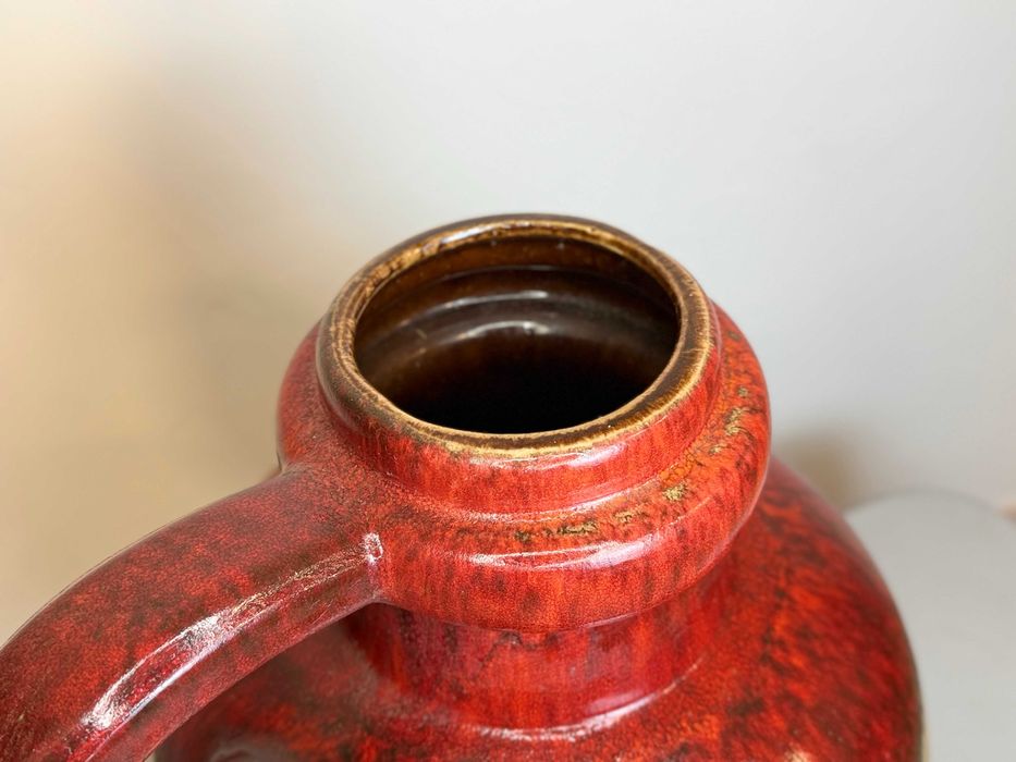 Czerwono-biały ceramiczny wazon Scheurich 486-48. Fat Lava