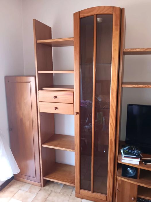 Moveis de sala em Madeira (Impecaveis) + Tv Incluida