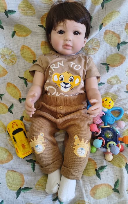 Лялька кукла пупс реборн  55 см хлопчик можна купати