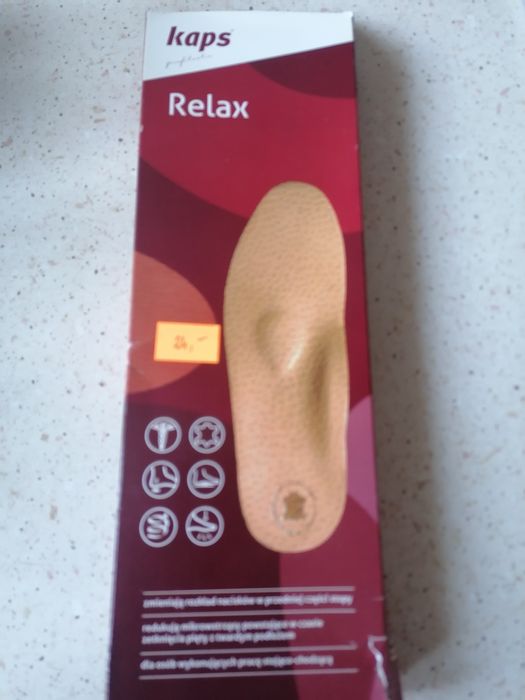 Wkładki skórzane płaskostopie amortyzujące Relax - rozmiar 40