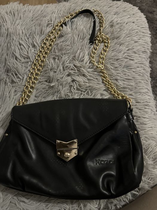 Torebka Kazar damksa czarna na łańcuszku