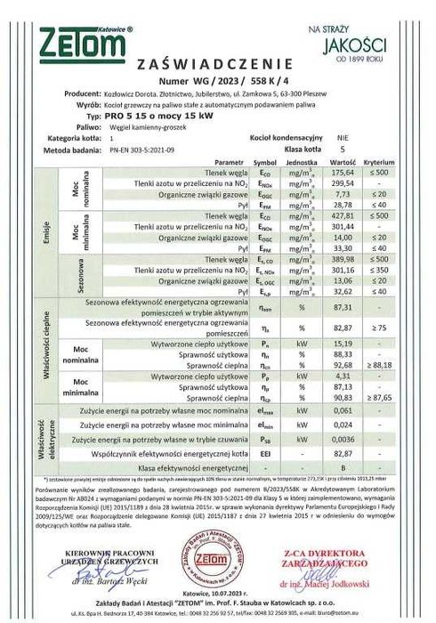 KOTŁY 15 kW do 150m2 Kocioł na EKOGROSZEK z PODAJNIKIEM Piec