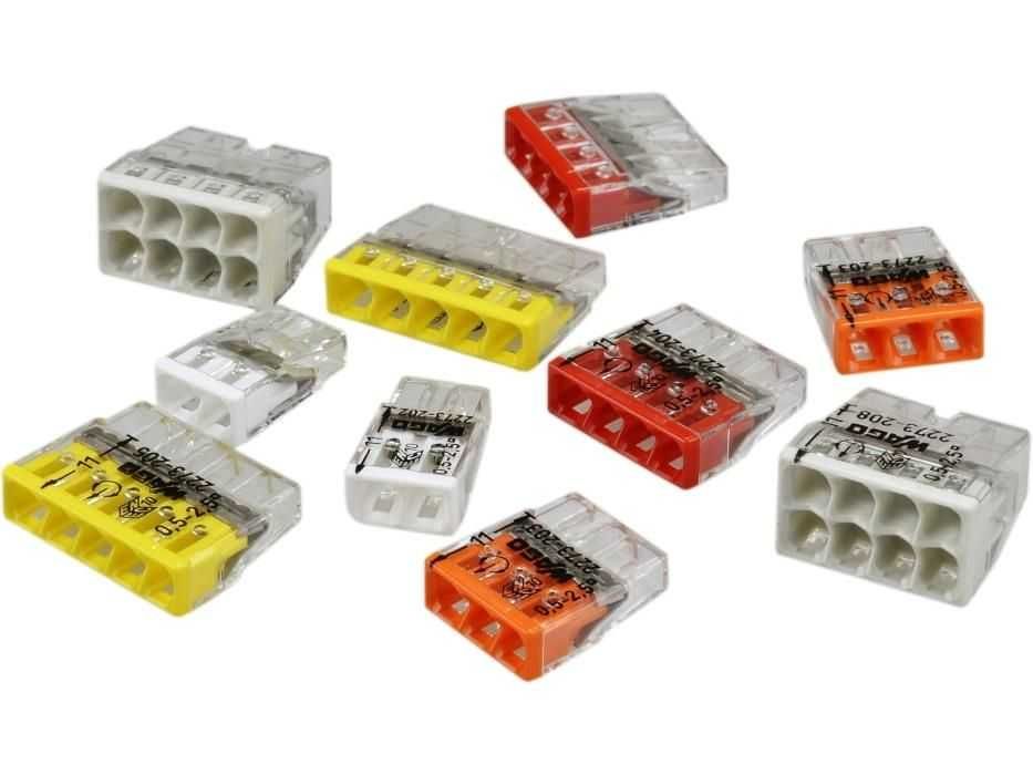złączki WAGO, różne rodzaje na drut i linke