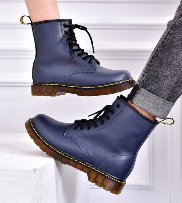 Botki unisex glany workery traperki timberki martensy niebieskie