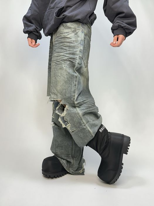 Custom baggy faded distressed джинси голубі сині кастом рвані штани L
