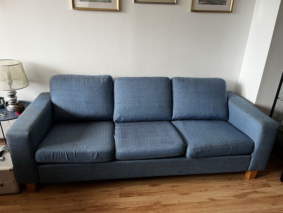 Sprzedam kanape skandynawska niebieska nierozkladana 3 osobowa
