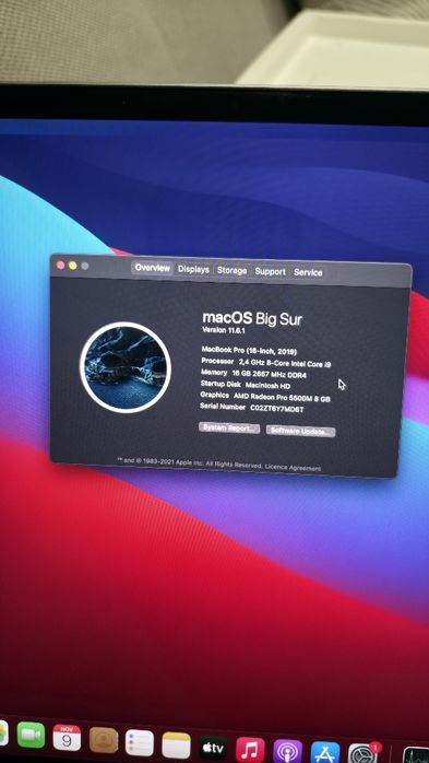 MacBook Pro 16" A2141 (Touch Bar 2019)Core i9 2.4/64/1Tb/Pro 5500M 8Gb