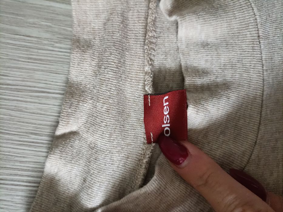 Beżowy Sweter sweterek ze stójką pół golf bawełniany ciepły miękki ele