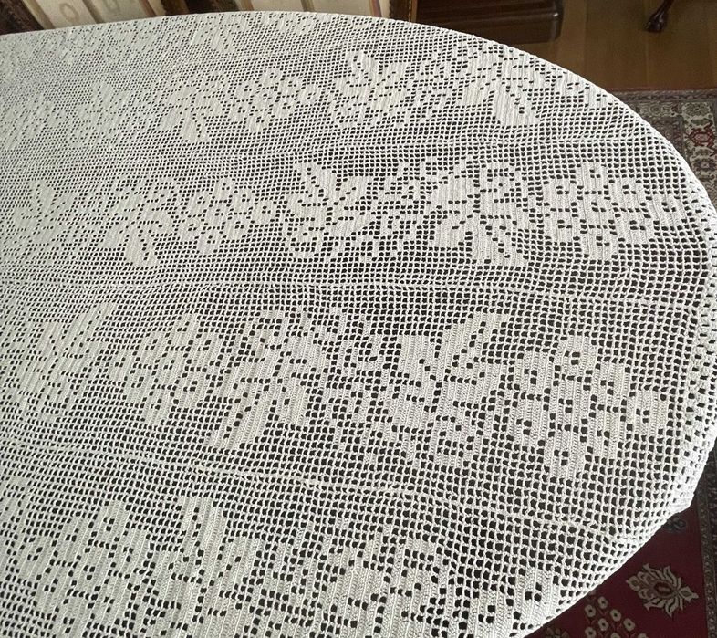 Toalha de mesa artesanal, em renda, linha de algodão
