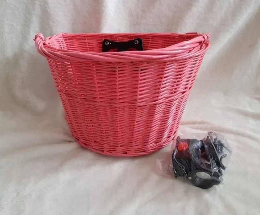 Kosz rowerowy wiklinowy różowy koszyk rower klik click przedni przód