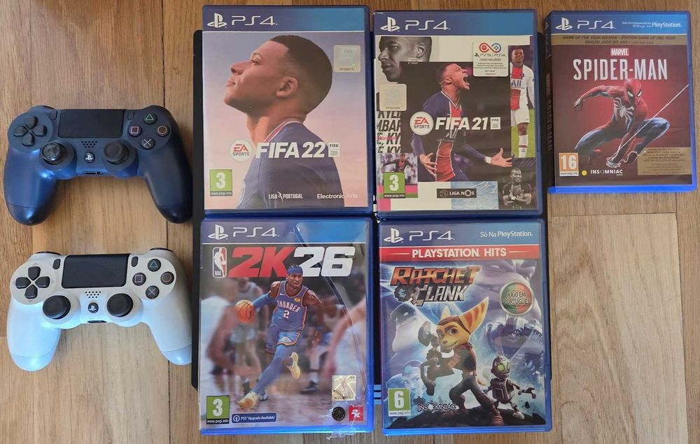 PS4 1TB + 2 comandos + 5 jogos | usada em excelente estado