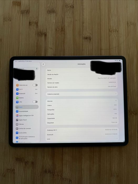 Ipad pro 12,9, 128 gb, 5a geração