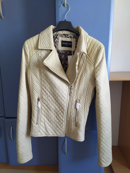 Nowa beżowa ramoneska pikowana M