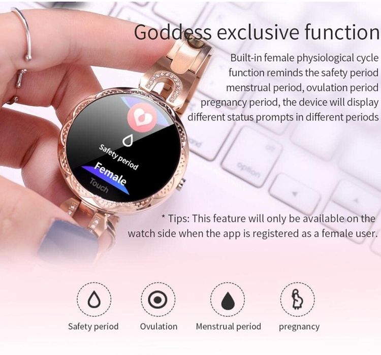 LONGLU Złoty Smartwatch kompatybilny z tel. z systemem iOS Android