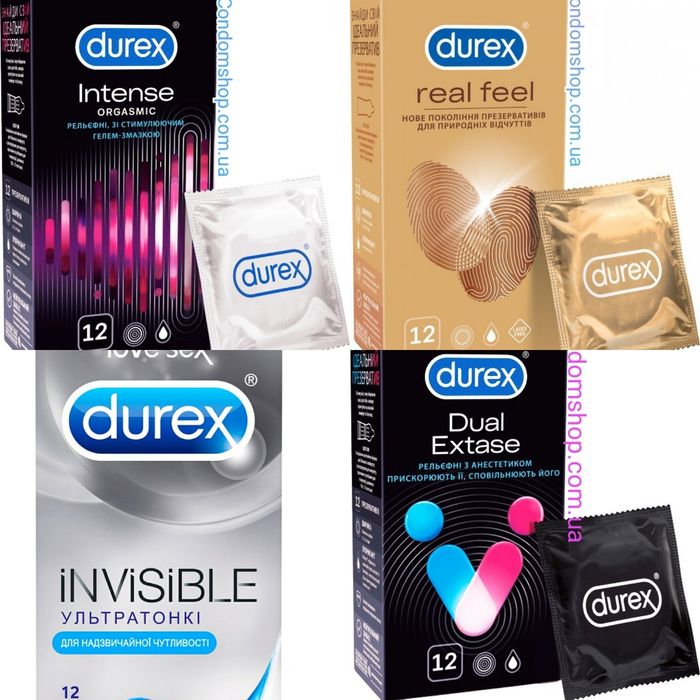 Презервативы  Durex #12шт Intense/invisible/real feel/dual extase.