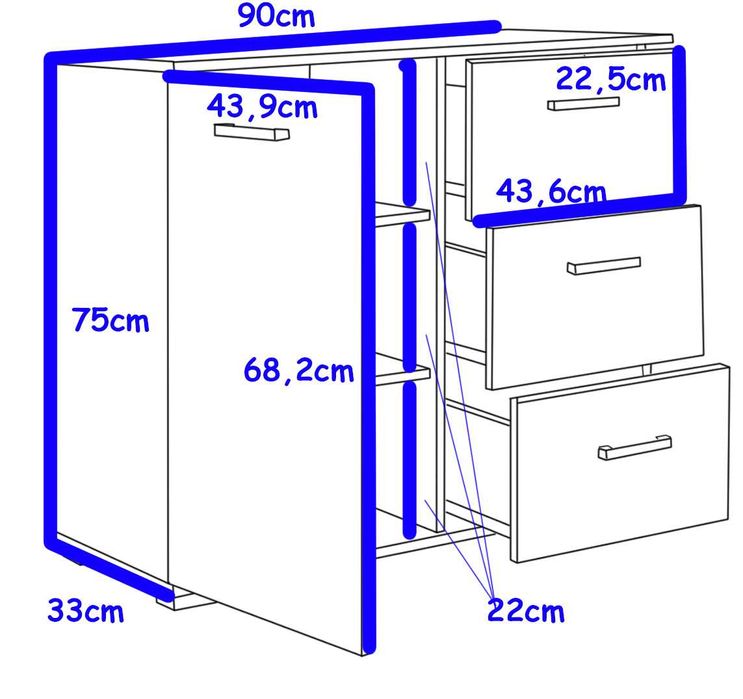 Nowa komoda z szufladami i szafką szer. 90 cm