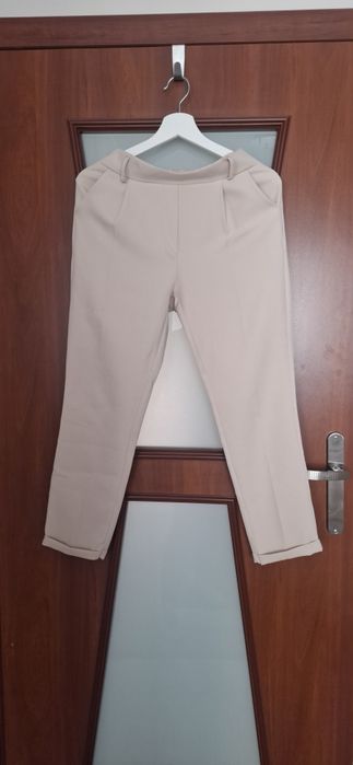 Beżowy komplet garnitur damski marynarka żakiet s 36