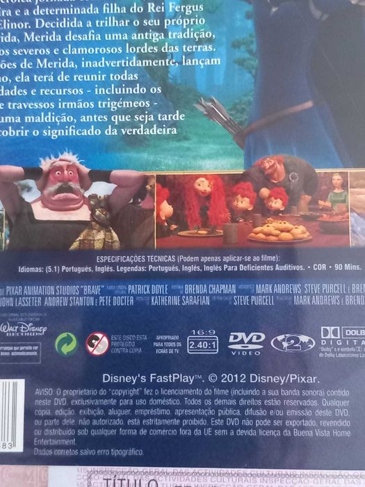 DVD Brave - Indomável FILME da Disney DOBRADO EM PORTUGUÊS - Versão PT