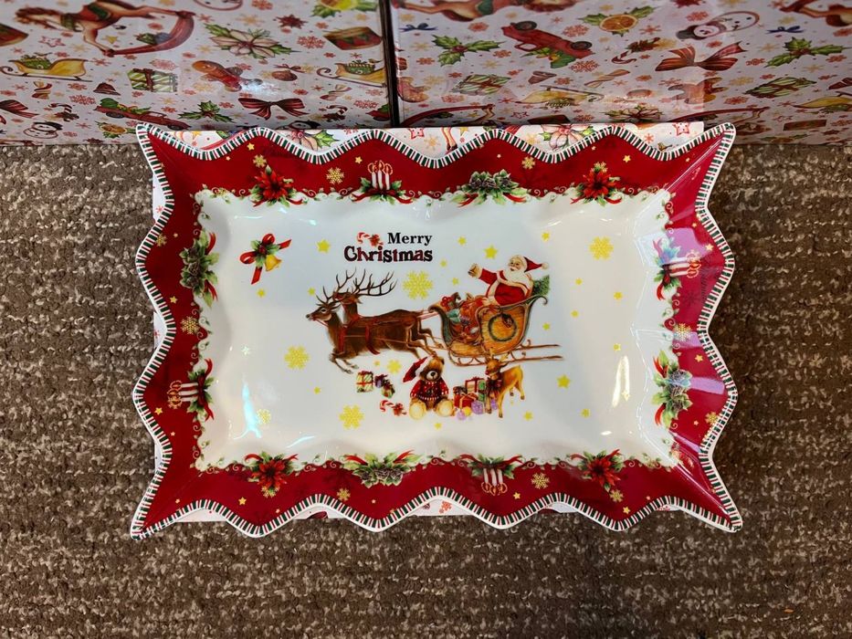 Новорічне Блюдо порцелянове 25 см BonaDі ( новогодняя посуда)