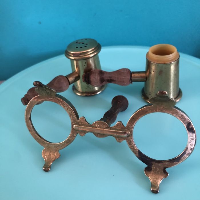 Набір сіль перець вінтаж зубочистка латунь