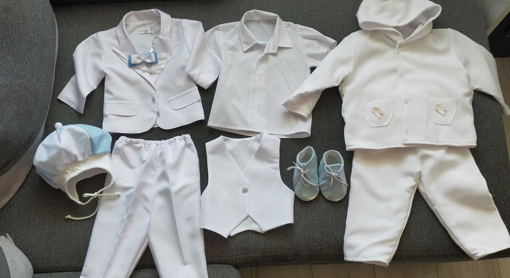 Ubranko na chrzest rozm.68 ocieplane dla chłopca