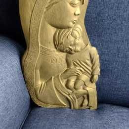 Baixo relevo, Mãe e filho, Amor de mãe, latão