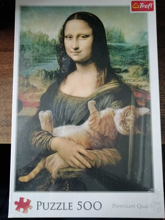 Пазлы Trefl 500 элементов Мона Лиза и дремлющий котёнок