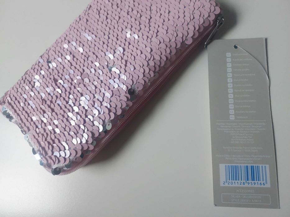 Etui na telefon różowe cekiny