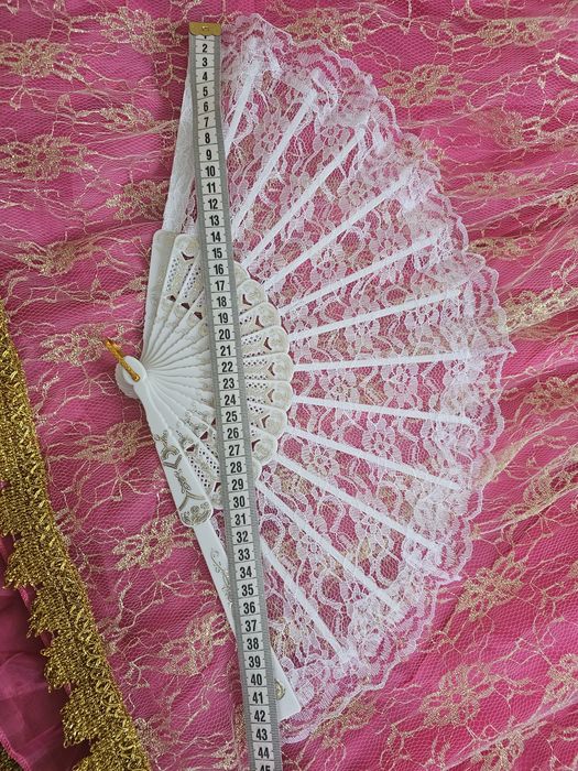 Віяло біле мереживне дерев'яне для фотосесії Весілля танців веер  фото