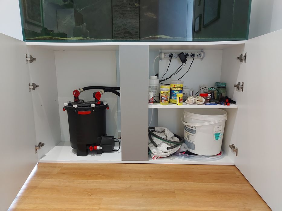 Aquário c/ móvel 150x50x55 + Background 3D Aquadecor + Fluval FX6