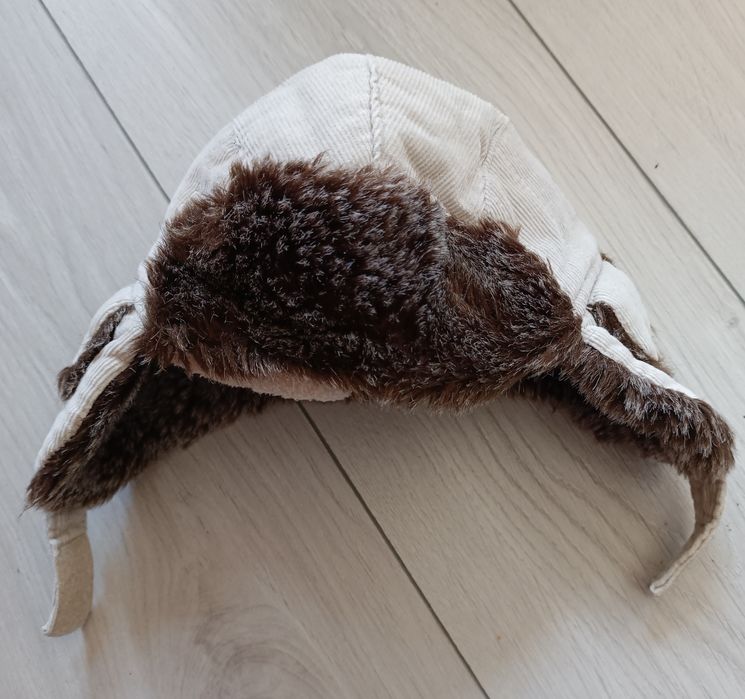 Ciepła czapeczka typu pilotka, rozmiar 3-6 miesięcy