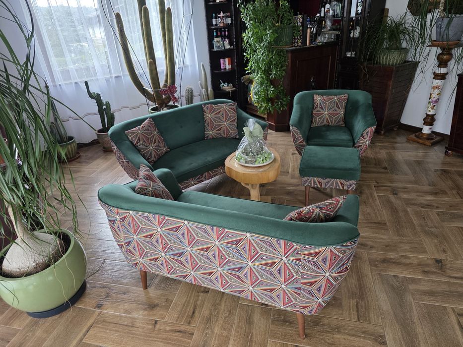 Wypoczynek 2x sofa, fotel  i pufa