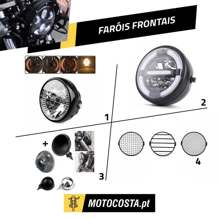 Faróis Frontais - 5.75" e 7" com Piscas e Halo - MOTOCOSTA